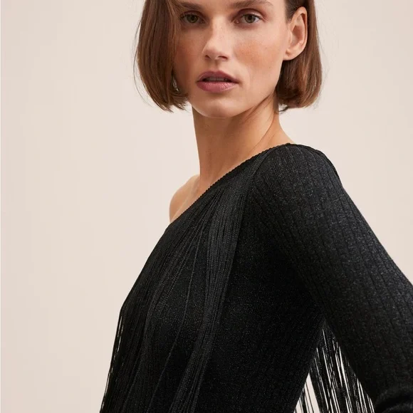 Mango Asymmetrical Fringe Dress - Size M - Picture 4 of 9